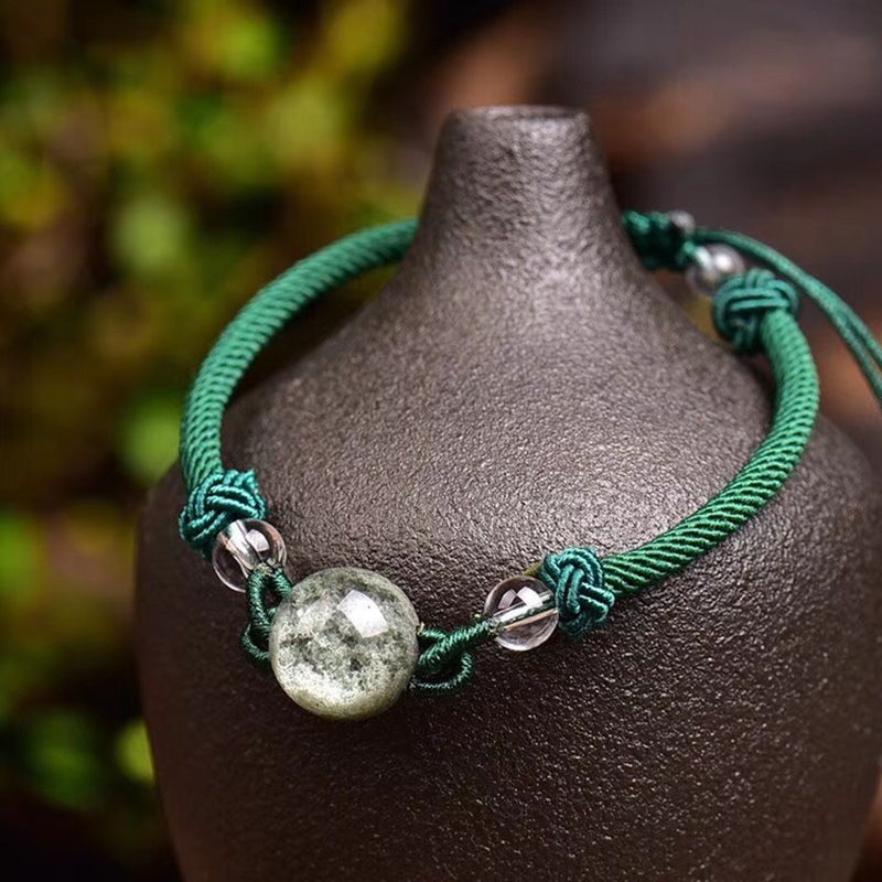 天然水晶绿幽灵聚宝盆转运珠单珠手链男女情况款手串饰品礼物