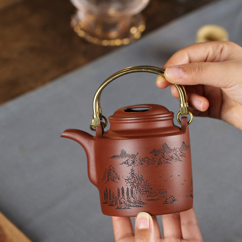 宜兴紫砂壶名家全手工洋桶壶原矿底槽清泥370cc紫砂茶壶