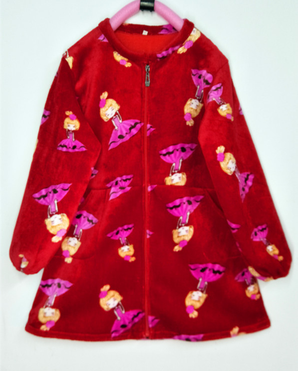 女童法兰绒罩衣秋冬新款修身复合加厚外套棉袄羽绒服防脏衣包邮