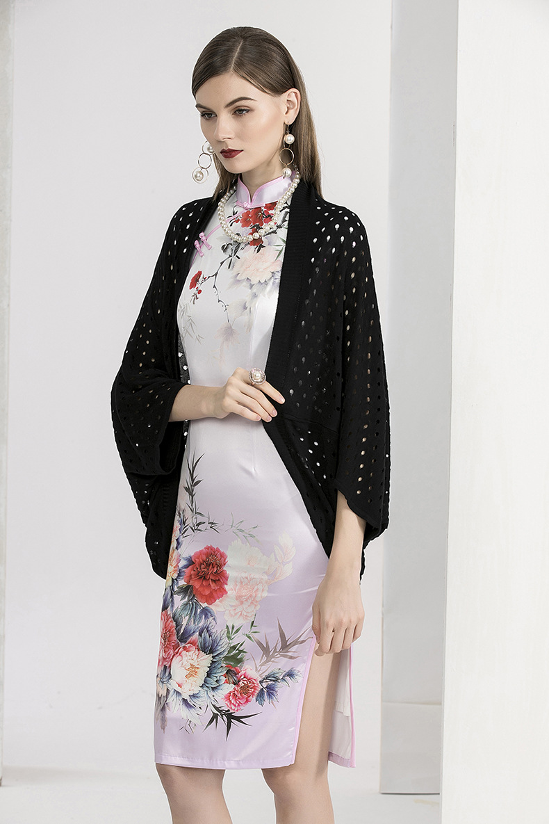 配旗袍外搭外套百搭开衫中长款中国风小披肩复古夏季披肩薄款镂空