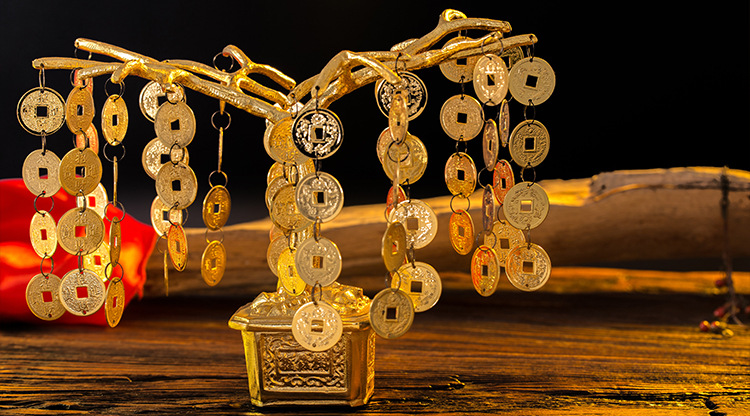 时尚家居全铜镀金24k金摇钱树摆件 家居工艺品装饰品批发