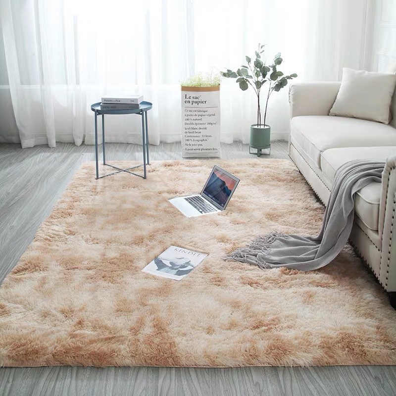 Tie-Dyed Gradient Long Velvet Carpet Living Room Coffee Table Pad Bedside Long Wool Washable Full Bedroom Nordic Ins