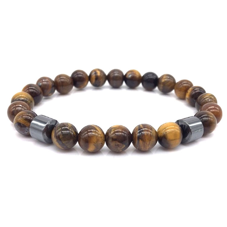 Cross-Border Sold Jewelry Fashion Wholesale New Black Stone Tiger Eye Bead Bracelet Map Stone Bracelet Magnet Bracelet New Product