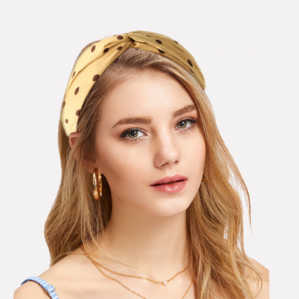 奇阅跨境新款波点发箍宽边布艺交叉时尚头箍发卡女士头饰发饰b146