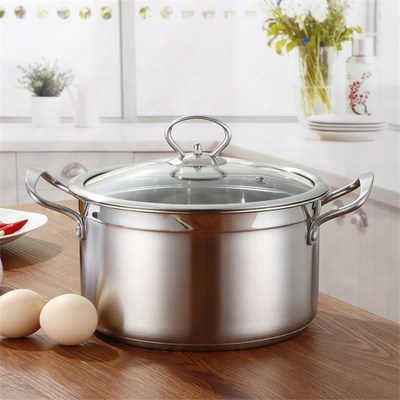 汤锅不锈钢304汤锅加厚大号加高煮水烧水锅燃气双耳锅家用汤煲锅