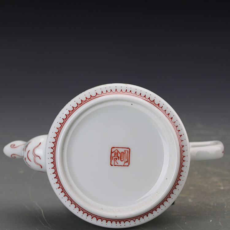 民国小珠山八友李明亮饱饮秋露纹执壶瓷器古玩收藏复古家居摆件