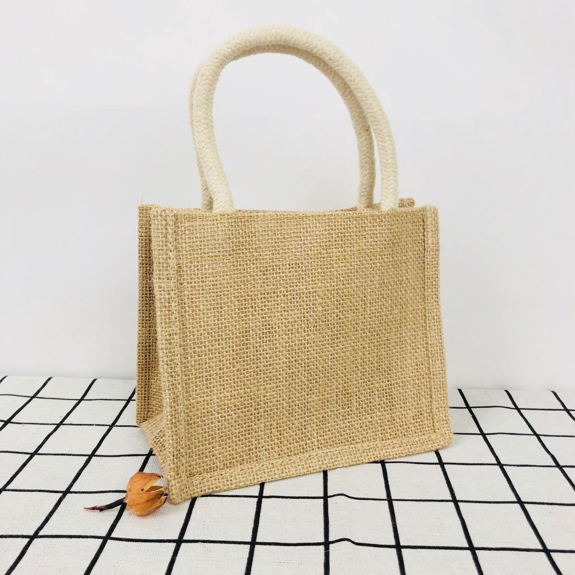 复古大容量黄麻手提袋加厚文艺天然麻布袋定做黄麻袋厂家