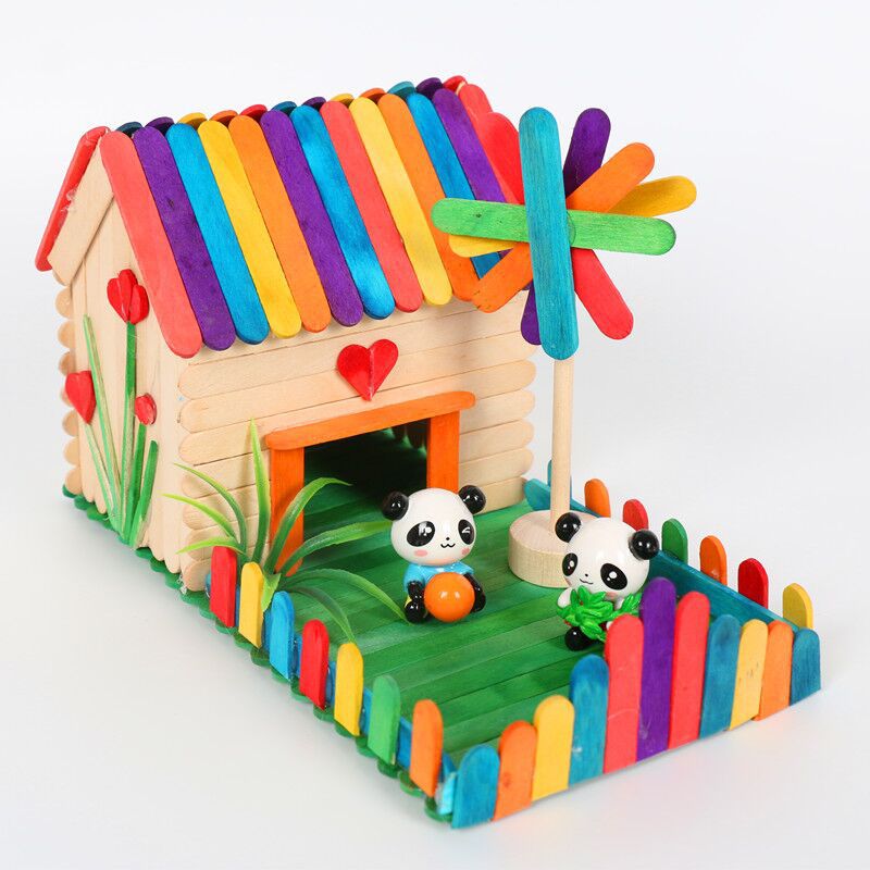 雪糕棒儿童diy手工制作模型房子材料包幼儿园益智拼装玩具包邮