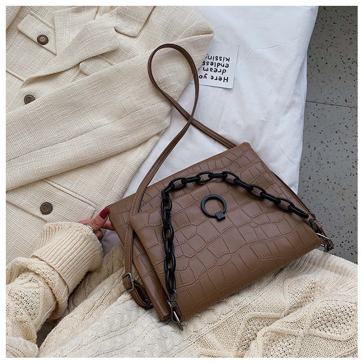 超软质感石头纹信封包大容量双层链条单肩包韩国百搭斜挎女包批发