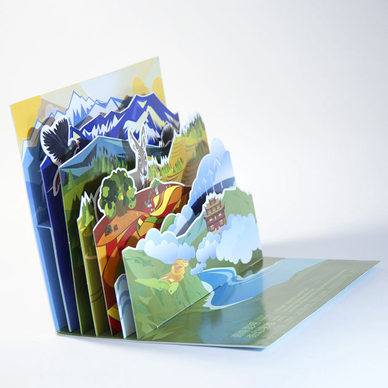 立体卡片定制 创意贺卡折叠雕刻——卡通3d贺卡纸卡立体设计定做