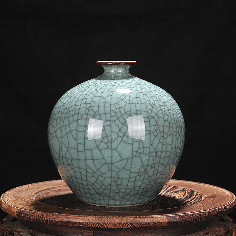 景德镇仿古冰片官窑裂纹釉陶瓷花瓶 家居主题酒店装饰摆件小花瓶