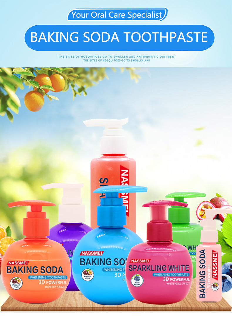 baking soda toothpaste按压式小苏打牙膏oem外贸跨境出口代加工