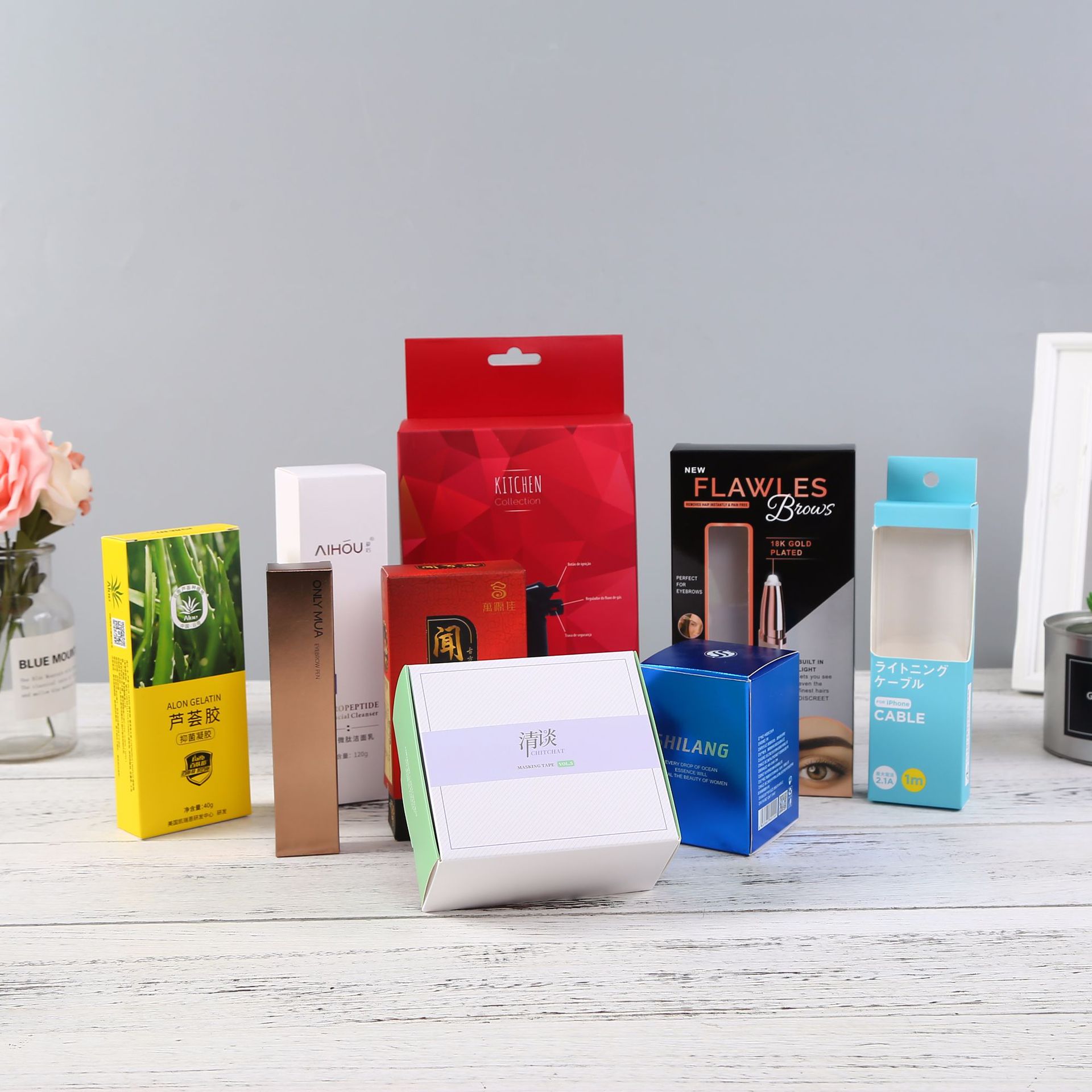 定制白卡纸盒印刷各类彩盒定做口罩包装盒和彩印保健品盒子