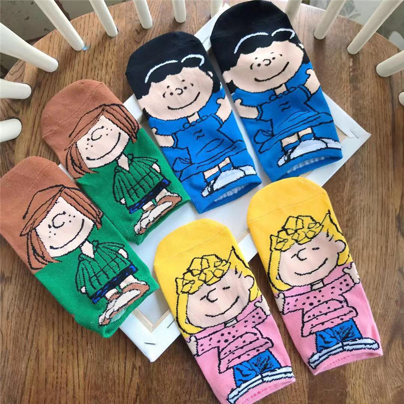 卡通小狗史努比袜子女短袜浅口低帮卡通动漫可爱船袜直板袜短袜