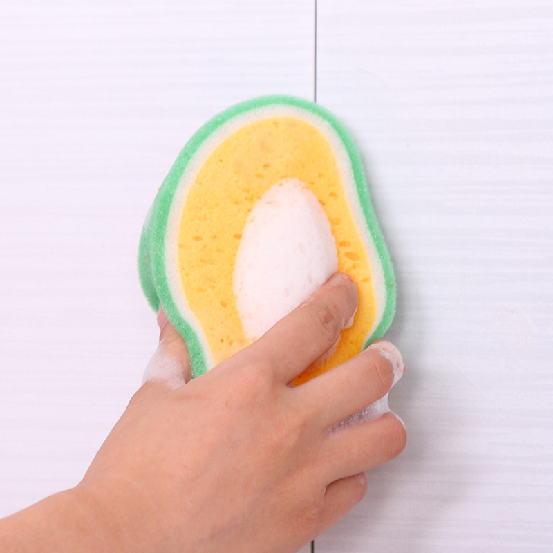 Kitchen Supplies Fruit Thickened Spong Mop Scouring Pad Multi-Functional Decontamination Cleaning Dish-Washing Sponge