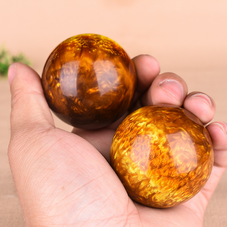 金丝海柳实心健身球手球把玩按摩保健球血柳树脂文玩老人手把件