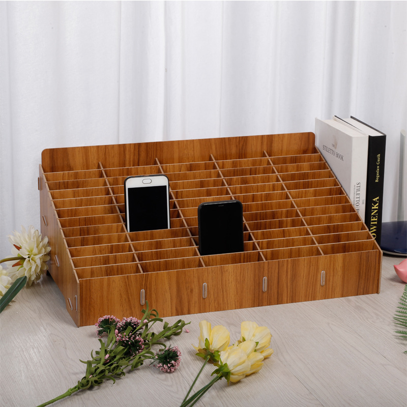 Wooden Multi-Grid Phone Storage Box Desktop Storage Organize Box Clue Box Certificate Storage Box Multifunctional Wooden Box