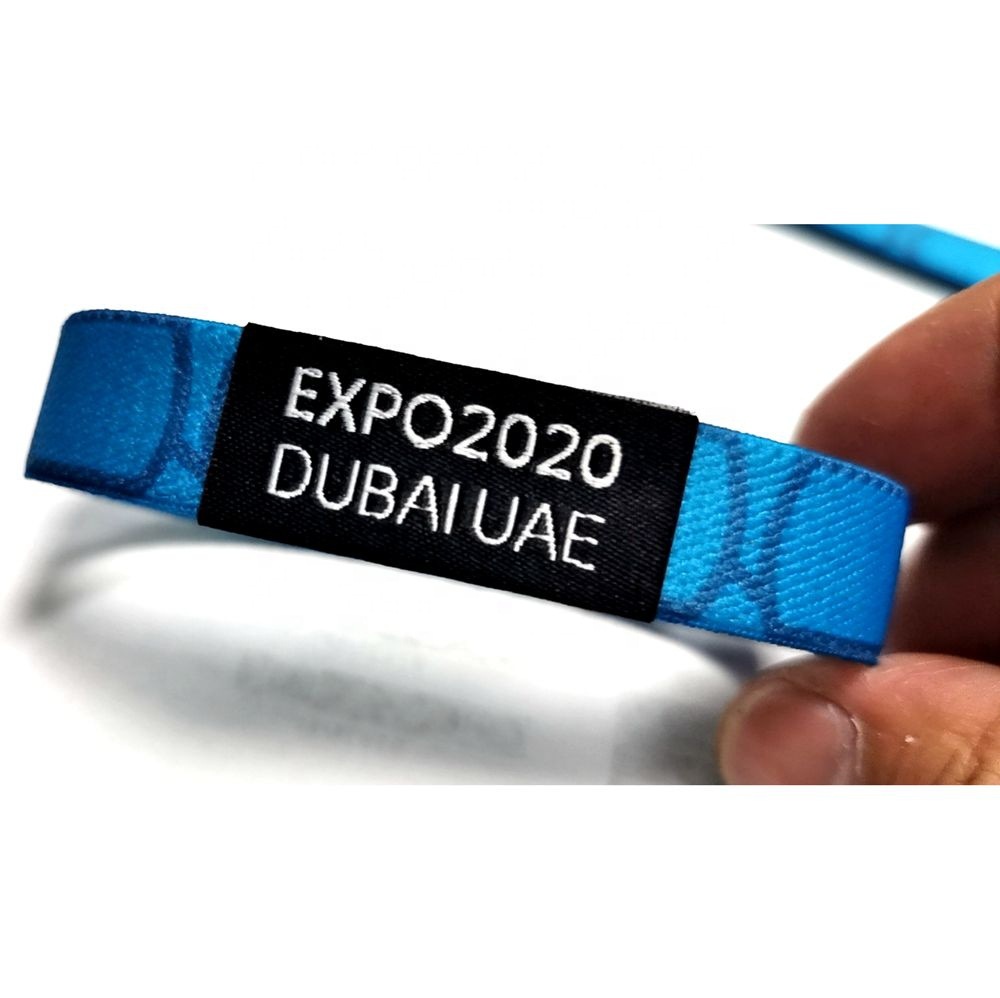 Custom Expo Bracelet Expo2020dubaiuae Elastic Fabric Wrist Strap Printed Ribbon Dubai Bracelet