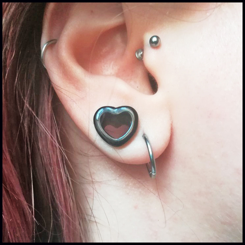 旅悦桃心形亚克力空心耳廓多色耳扩扩耳器人体穿刺饰品4mm-12mm