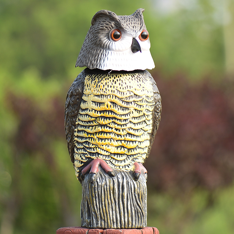 园林装饰塑料摇头猫头鹰仿真猫头鹰360度旋转头