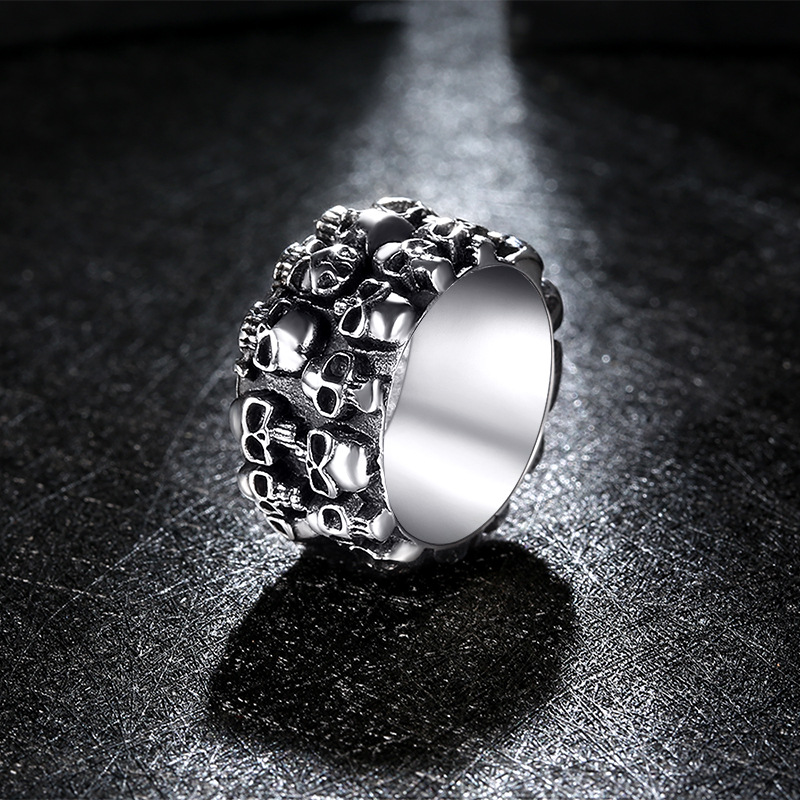 欧美ing潮人神秘吓人个性环绕骷髅酷炫几何戒指外贸创意爆款a3524