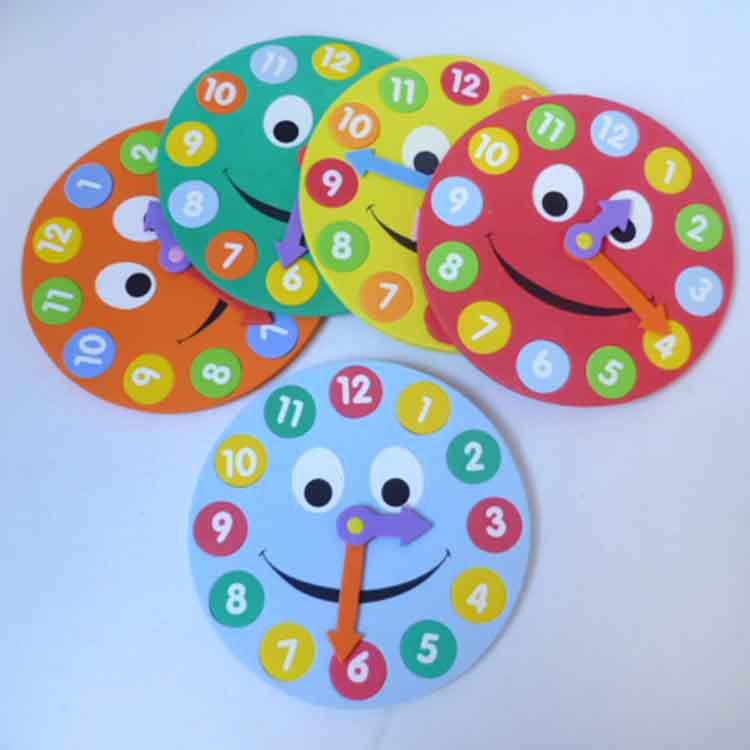 创意儿童diy制作手工数字艺术钟表卡通趣味时钟eva手工时钟批发