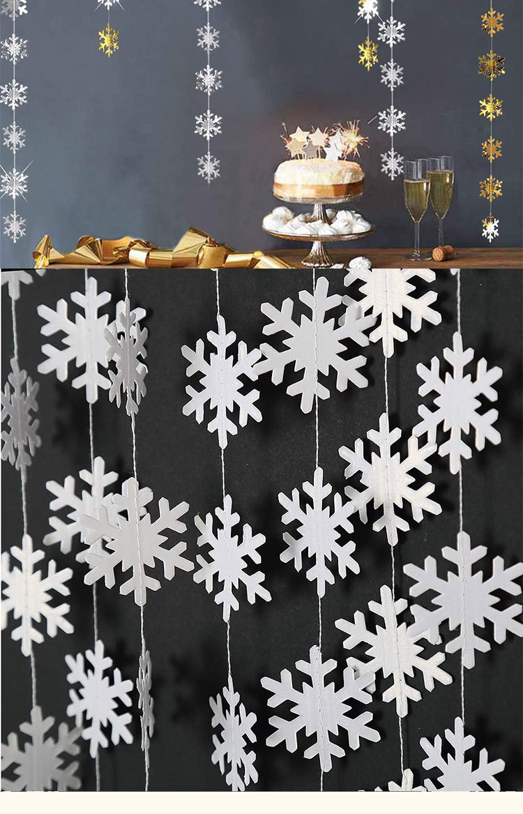 金银白蓝粉4米雪花拉花挂饰 新年冬季圣诞节装饰派对用品布置