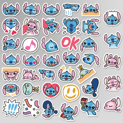 40张星际宝贝史迪仔儿童手账贴纸包卡通动漫手机表情贴纸防水
