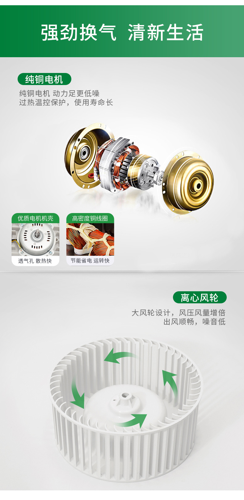 金羚排气扇10寸厨房卫生间管道换气扇 强力静音排风扇bpt12-24-2d