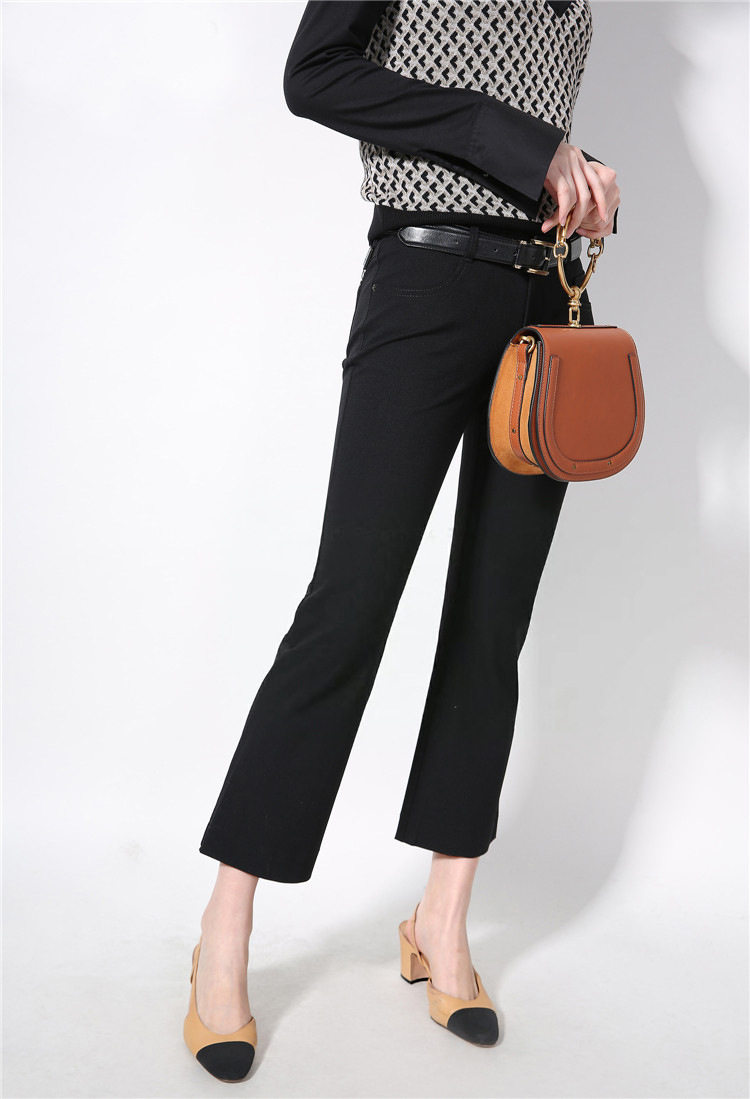 年哥弟新特官方旗舰店2021春新款百搭微喇叭九分休闲裤弹力女裤子