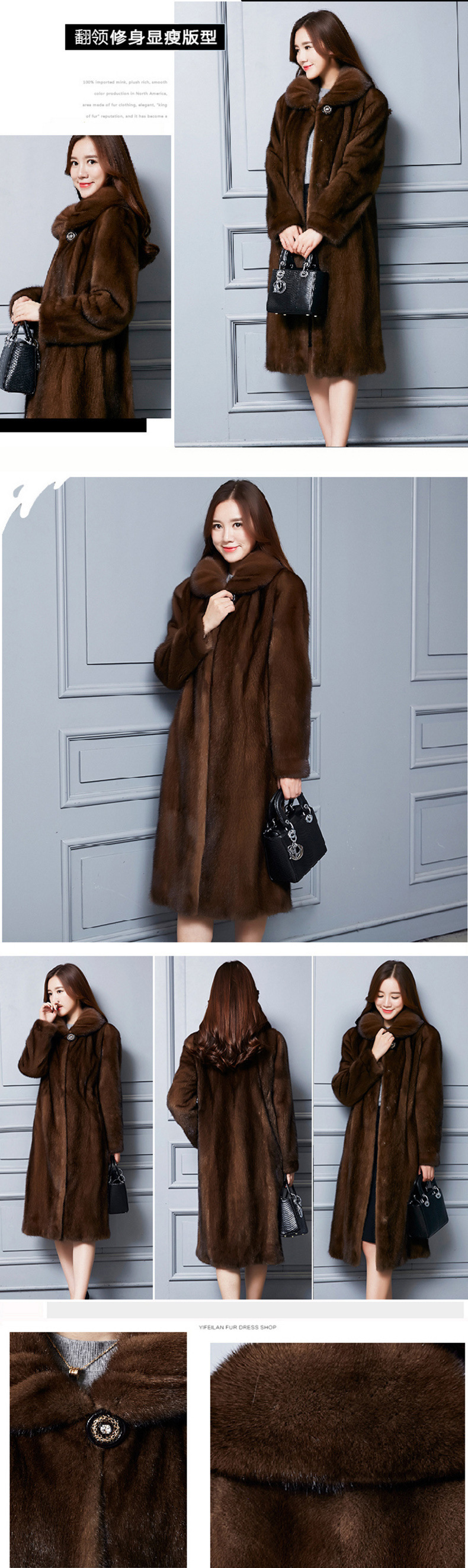 进口貂皮大衣女整貂中长款外套中老年仿水貂毛皮草大码显瘦妈妈装