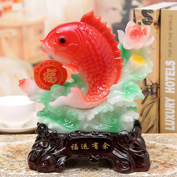年年财富有余摆件一对招财风水金龙鱼工艺品家居客厅装饰乔迁礼品