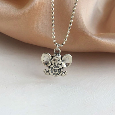 雍程s925纯银项链气质个性女韩版本命年岁岁平安小老鼠吊坠锁骨链