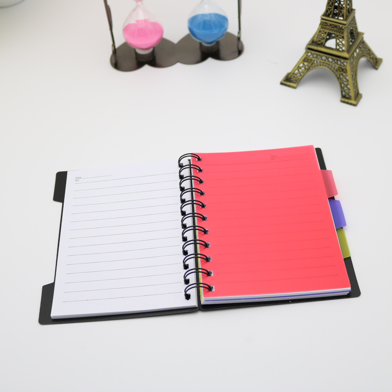 热销文章b6黑色办公线圈本pp版面装订记事本彩色均分笔记本日记本