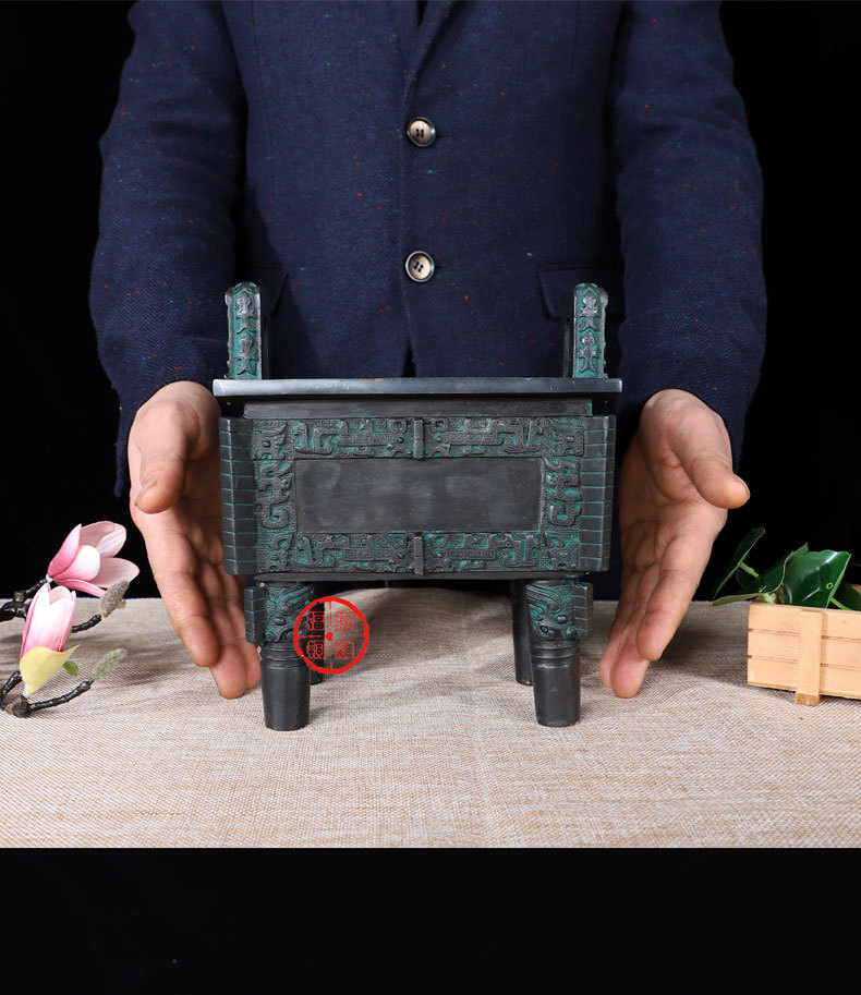 纯铜鼎摆件 青铜司母戊鼎家居办公室装饰品摆件一言九鼎开业礼品