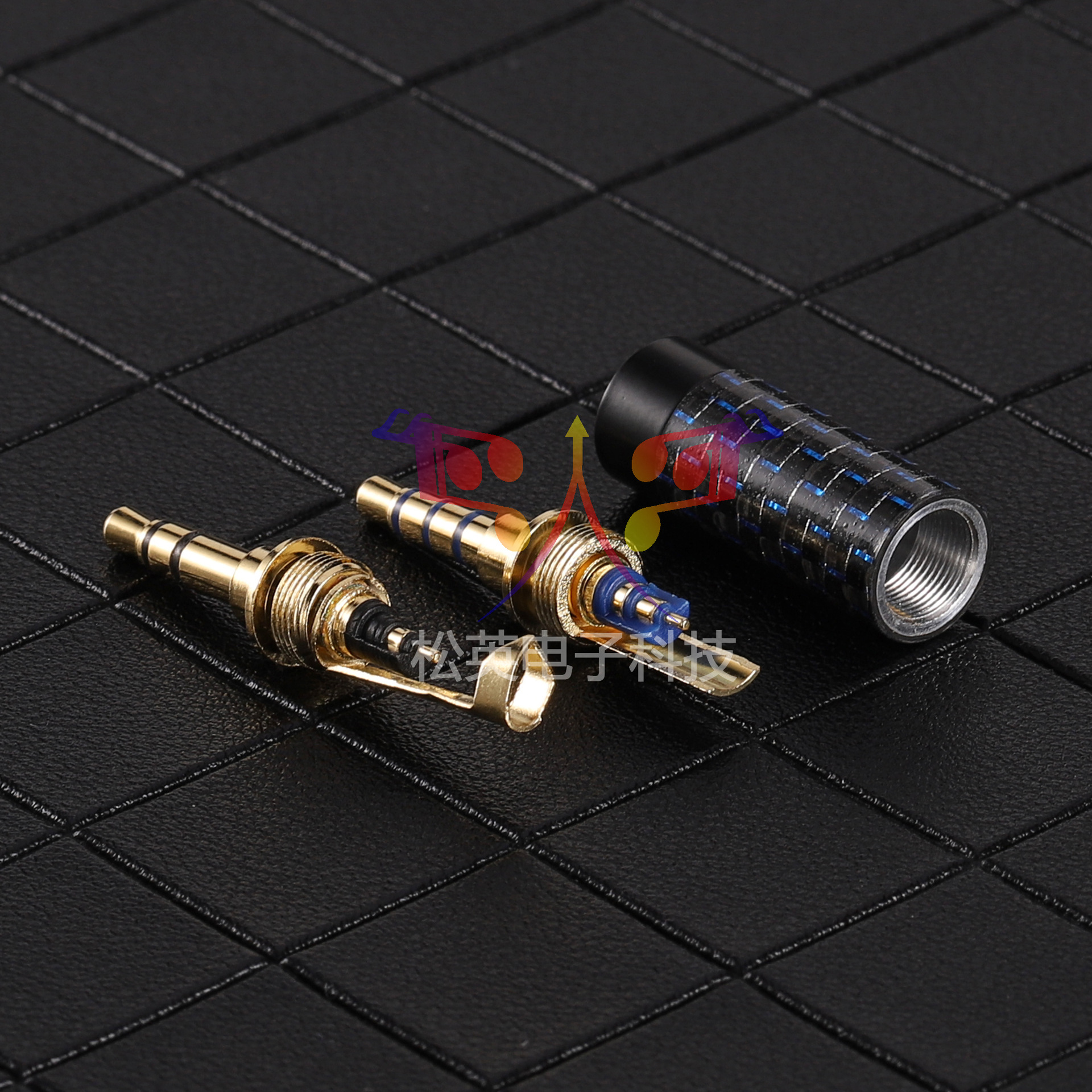 松英科技 3.5mm纯碳纤维壳 镀金3.5三节耳机插头 3.5四级音频接头