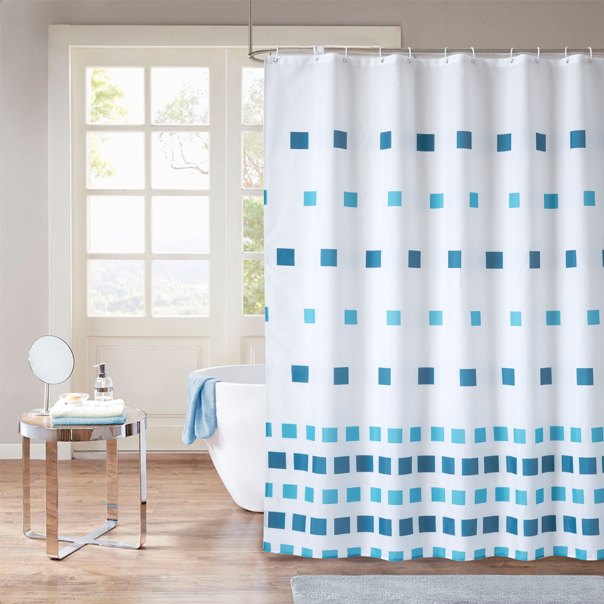 韵扬新品高档加厚防水卫生间酒店浴室隔断帘布涤纶浴帘