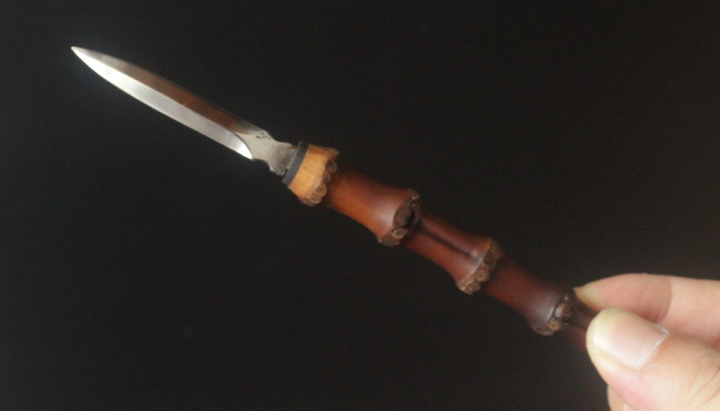 天然手工竹根鞭普洱茶刀茶锥不锈钢茶针黑茶分茶器茶道零配