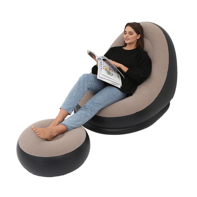 New Thicker Inflatable Sofa Lazy Sofa Band Footstool Outdoor Foldable Portable Recliner Four Colors Available in Stock