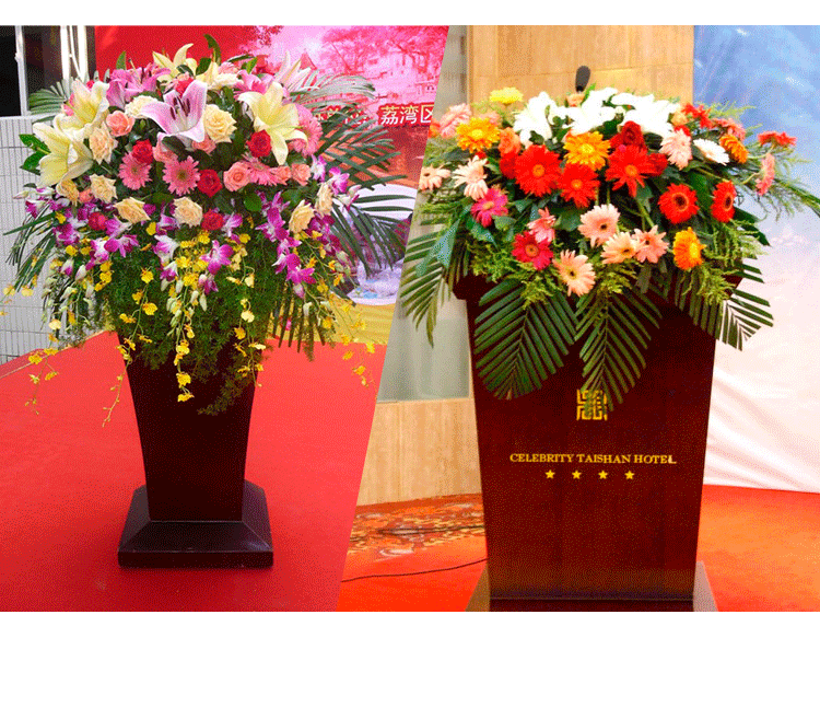 厂家批发 讲台花架可带花泥挂钩花篮 演讲台鲜花架插花塑料花盆