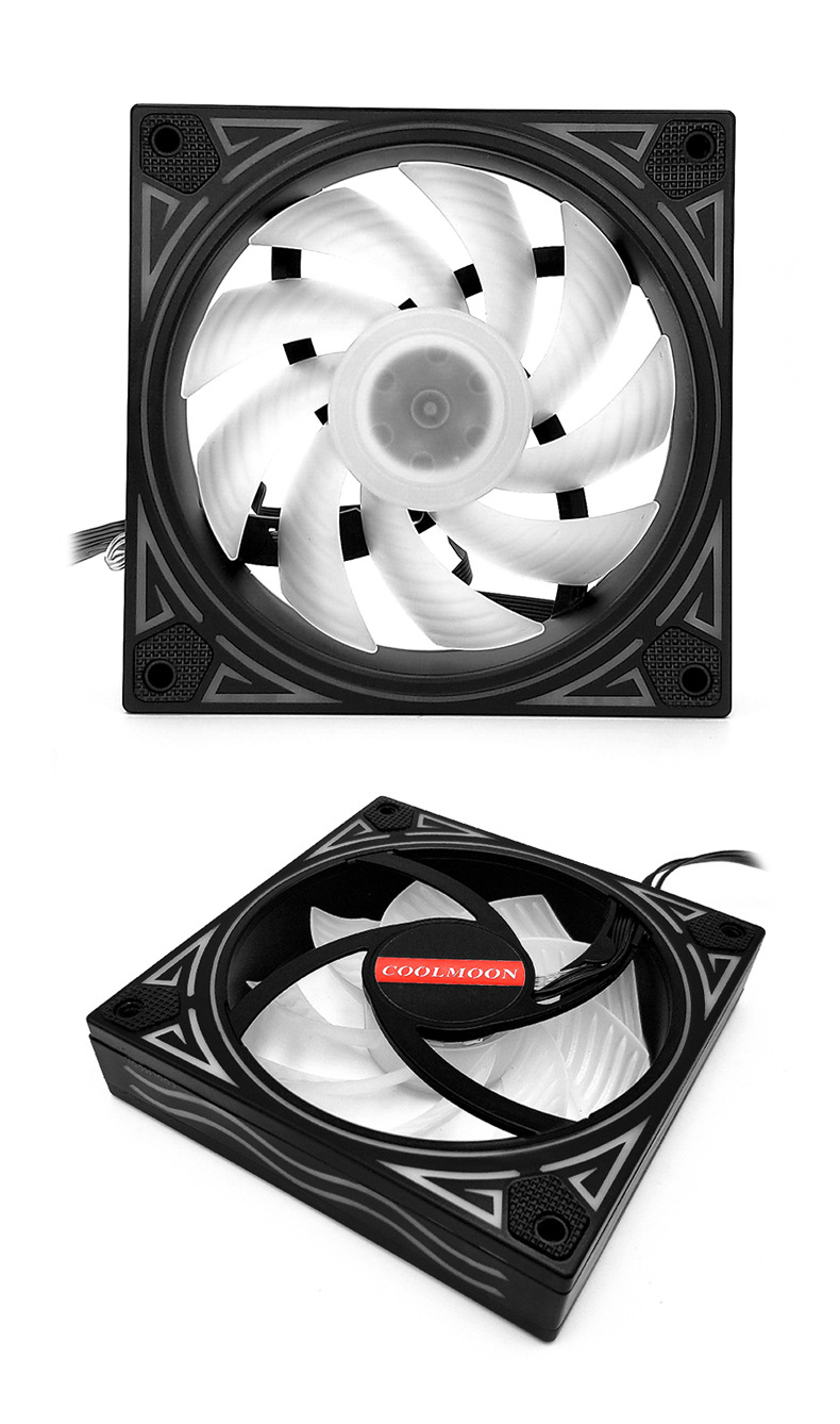 厂家直销coolmoon酷月巨浪rgb风扇 12cm机箱风扇静音电脑散热风扇