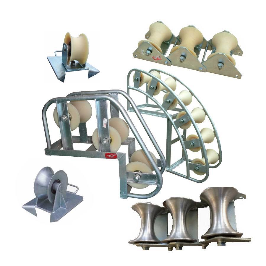 尼龙滑轮放线滑车 坑口三联地缆电缆滑车 多轮式井口电缆保护滑车