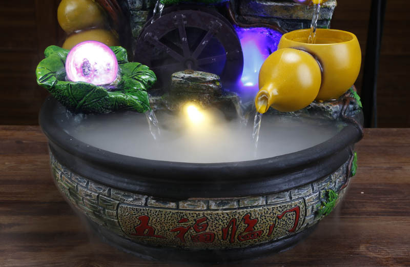 大号五福临门葫芦工艺品流水喷泉鱼池摆件家居装饰品开业礼品