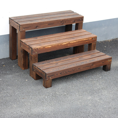 户外实木阶梯踩脚凳碳化木阳台脚踏防腐木浴室踏脚凳子木台阶花架