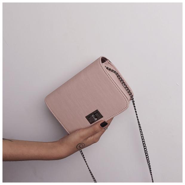 2021 Solid Color Single-Shoulder Bag Crossbody Women's Bag Small Bag Chain Women's Shoulder Bag New Twist Lock Chain Small Square Bag