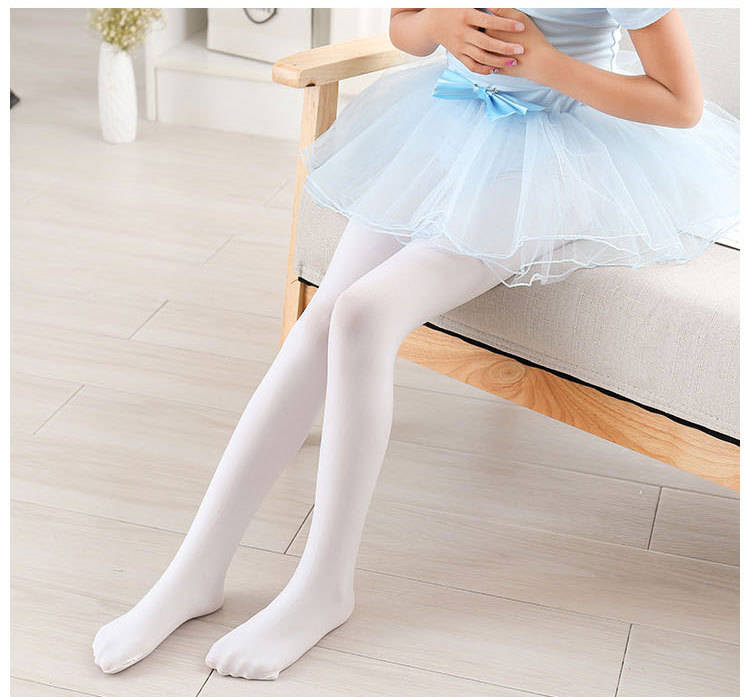 儿童白色舞蹈裤袜女孩子天鹅绒连裤袜学校考级中大童成人跳舞袜