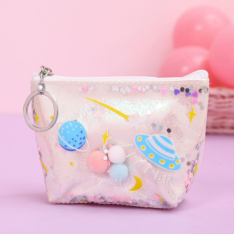 Fresh, Cute and Simple Fashion Laser Cosmetic Bag Quicksand Coin Purse Storage Bag Durable Waterproof Portable Clutch