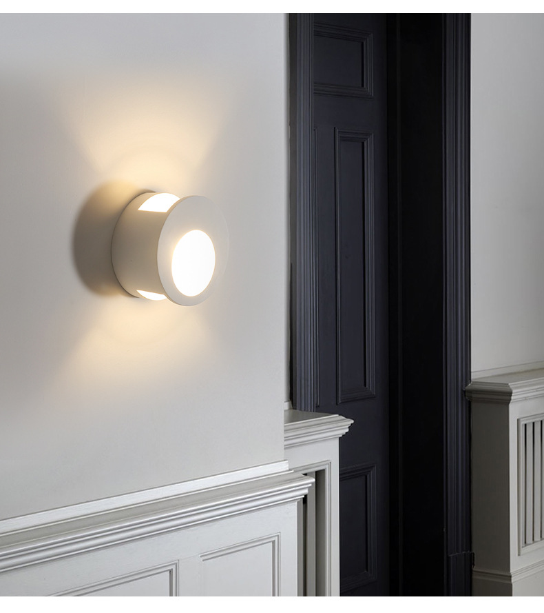 欧式创意简约纯色圆形石膏室内灯环保卧室壁灯gqw2095