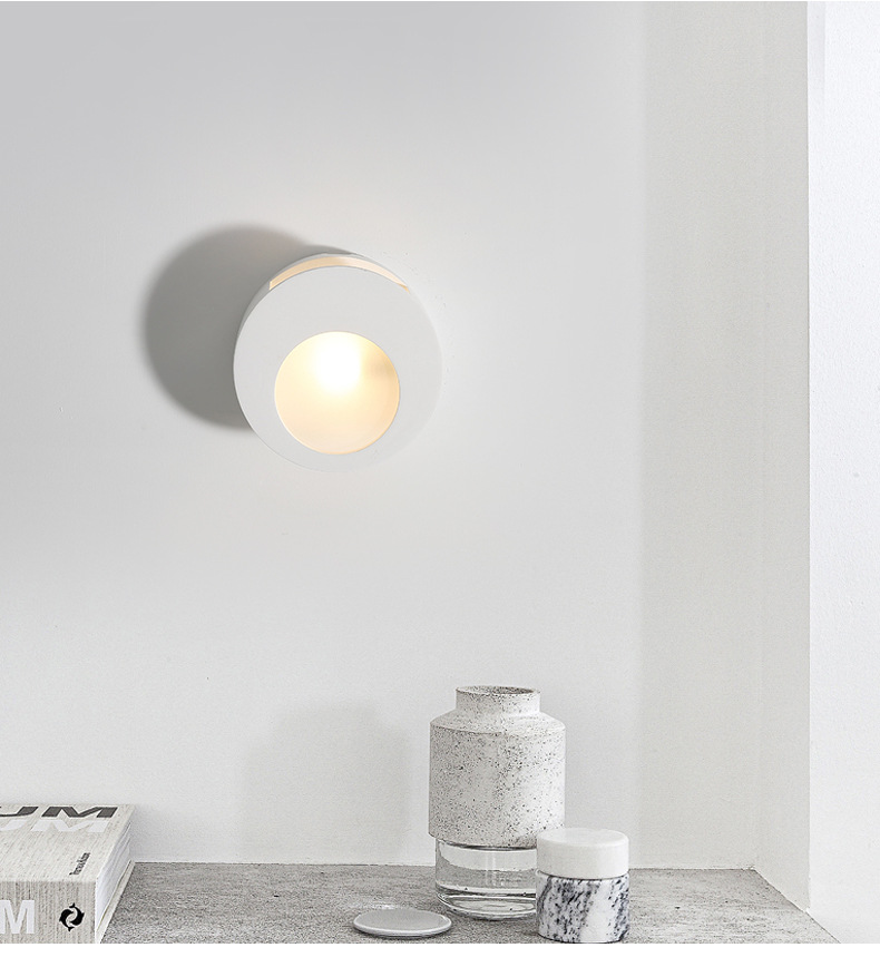 欧式创意简约纯色圆形石膏室内灯环保卧室壁灯gqw2095