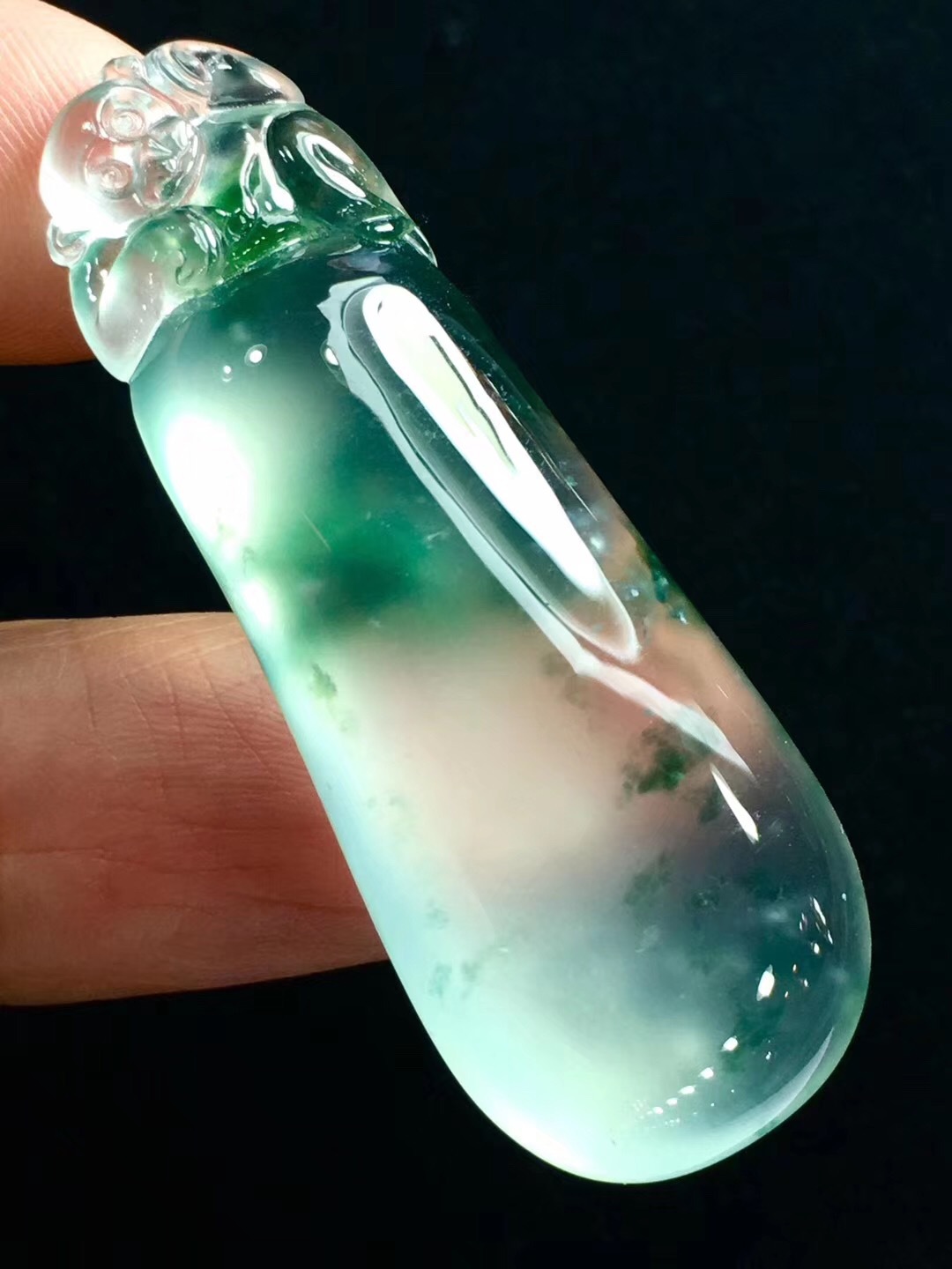 玉贵人翡翠天然翡翠a货 高品质 冰透水润 尺寸45.5*17.2*7.